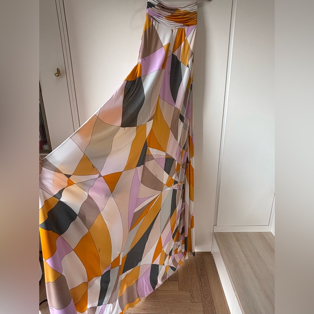 Emilio Pucci Strapless Geometric Print Maxi Dress - Picture 5 of 16
